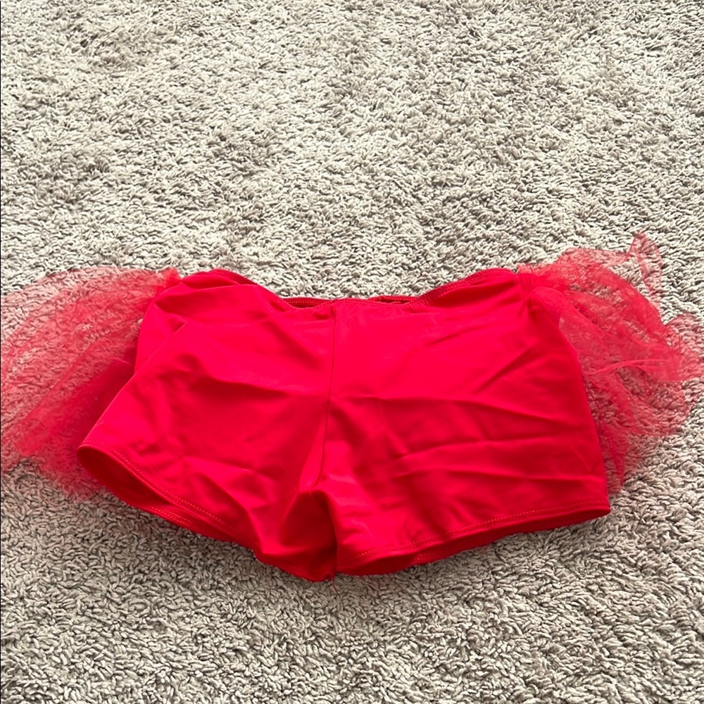 balera red tulle dance shorts